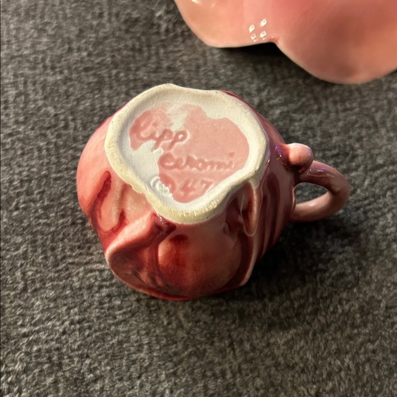 Vgt. Kipp ceramics mini cup and saucer. Demitasse rose pink 1947. - Picture 4 of 5